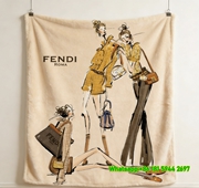 Fendi Roma Fashion Illustration Flannel Throw Blanket IMG_9599